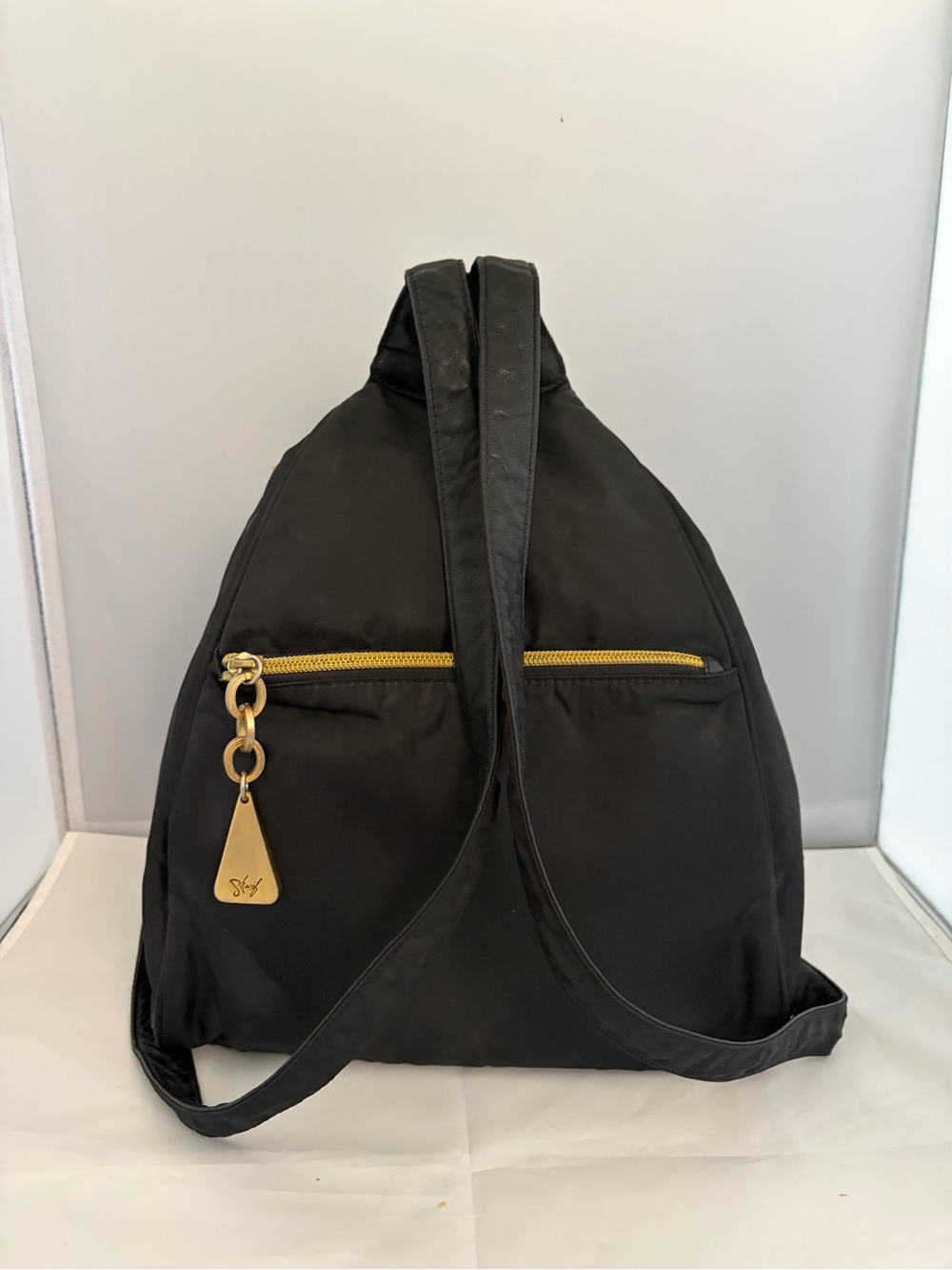 Sharif Minimalist Nylon Black Backpack with Gold Hardware